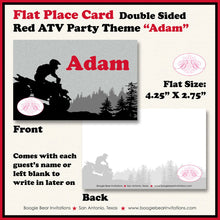 Load image into Gallery viewer, Red ATV Birthday Party Favor Card Tent Appetizer Place Quad All Terrain Vehicle 4 Wheeler Sports Racing Boogie Bear Invitations Adam Theme