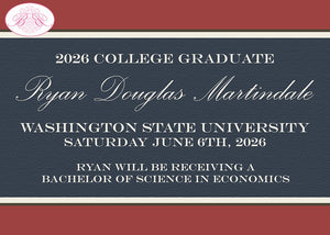 Modern Stripe Graduation Announcement College High School Navy 2022 2023 2024 Boogie Bear Invitations Martindale Paperless Printable Printed