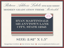 Load image into Gallery viewer, Modern Stripe Graduation Announcement College High School Navy 2022 2023 2024 Boogie Bear Invitations Martindale Paperless Printable Printed
