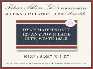 Modern Stripe Graduation Announcement College High School Navy 2022 2023 2024 Boogie Bear Invitations Martindale Paperless Printable Printed