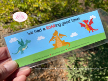 Load image into Gallery viewer, Dragon Knight Birthday Party Bookmarks Favor Boy Soldier Shield Red Brown Blue Flying Hero Slayer Boogie Bear Invitations Lawson Theme