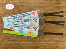 Load image into Gallery viewer, Dragon Knight Birthday Party Bookmarks Favor Boy Soldier Shield Red Brown Blue Flying Hero Slayer Boogie Bear Invitations Lawson Theme
