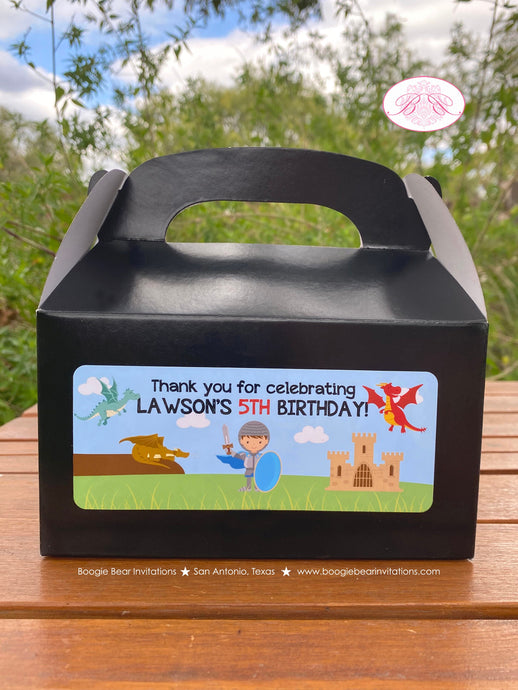 Dragon Knight Party Treat Boxes Birthday Favor Bag Soldier Shield Red Brown Blue Flying Hero Slayer Toy Boogie Bear Invitations Lawson Theme