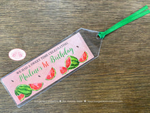 Load image into Gallery viewer, Red Watermelon Birthday Party Bookmarks Favor Girl One In a Melon Two Sweet Green Summer Fruit Farm Boogie Bear Invitations Marlene Theme