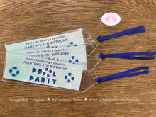 Load image into Gallery viewer, Swimming Pool Birthday Party Bookmarks Favor Girl Boy Blue Ocean Splash Bash Summer Water Tube Ball Kid Boogie Bear Invitations Martin Theme