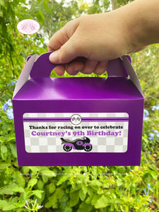 Purple Motorcycle Party Treat Boxes Favor Birthday Tags Bag Enduro Motocross Racing Race Track Street Boogie Bear Invitations Courtney Theme