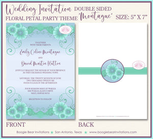 Purple Green Flowers Wedding Invitation Day Party Floral Petal Bloom Boogie Bear Invitations Montague Theme Paperless Printable Printed