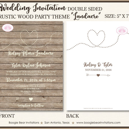 Rustic Wood Wedding Invitation Party Farm Barn Country Lights Heart Arrow Boogie Bear Invitations Landacre Theme Paperless Printable Printed