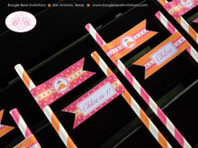 Load image into Gallery viewer, Pink Pumpkin Birthday Party Straws Pennant Paper Girl Fall Barn Farm Orange Stripe Polka Dot Set Autumn Boogie Bear Invitations Chloe Theme