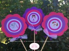 Load image into Gallery viewer, Vet Doctor Girl Birthday Centerpiece Sticks Party Animal Hospital Pink Purple Dog Cat Emergency Set Boogie Bear Invitations Catrice Theme