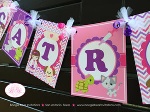 Vet Doctor Girl Birthday Party Banner Name Animals Hospital Pink Purple Veterinarian Clinic Nurse Dr Boogie Bear Invitations Catrice Theme