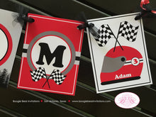 Load image into Gallery viewer, Red ATV Birthday Party Name Banner Racing Quad Black Grey Boy Girl All Terrain Vehicle 4 Wheeler Modern Boogie Bear Invitations Adam Theme