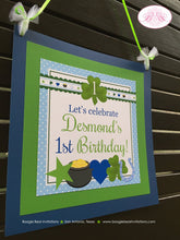 Load image into Gallery viewer, Lucky Charm Party Door Banner Birthday St. Patrick&#39;s Day Blue Boy Little Heart Shamrock Star Polka Dot Boogie Bear Invitations Desmond Theme