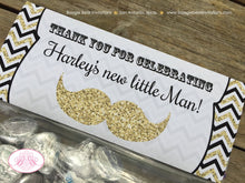 Load image into Gallery viewer, Mustache Baby Shower Treat Bag Toppers Folded Favor Black Gold Glitter Bash Bow Tie Chevron Boy Tag 1st Boogie Bear Invitations Harley Theme