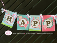 Load image into Gallery viewer, Hot Air Balloon Happy Birthday Banner Party Girl Pink Teal Aqua Turquoise 1st 2nd 3rd 4th 5th 6th 7th Boogie Bear Invitations Margaret Theme