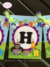 Load image into Gallery viewer, Wild Zoo Animals Happy Birthday Banner Boy Girl Safari Jungle Party Tiger Lion Zebra 1st 2nd 3rd 4th Boogie Bear Invitations Cassidy Theme