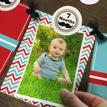 Mustache Bash Photo Timeline Banner Happy 1st Birthday Little Man Red Aqua Grey 1st Moustache Chevron Boogie Bear Invitations Salvador Theme