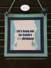 Load image into Gallery viewer, Rock Climbing Birthday Party Door Banner Aqua Navy Blue Boy Girl Climb Teal Turquoise Bouldering Modern Boogie Bear Invitations Caleb Theme