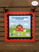 Load image into Gallery viewer, Barn Farm Animals Birthday Door Banner Girl Boy Country Barn Petting Zoo Red Black Cow Pig Lamb Horse Boogie Bear Invitations Peyton Theme