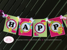 Load image into Gallery viewer, Frog Duck Happy Birthday Party Banner Girl Pink Spring Flowers Gardening Green Rain Boots Chick Pond Boogie Bear Invitations Charlize Theme
