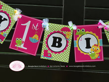 Load image into Gallery viewer, Frog Duck Happy Birthday Party Banner Girl Pink Spring Flowers Gardening Green Rain Boots Chick Pond Boogie Bear Invitations Charlize Theme