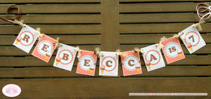 Ice Cream Birthday Party Name Age Banner Small Summer Pink Orange Girl 1st 2nd 3rd 4th 5th 6th 7th 8th Boogie Bear Invitations Rebecca Theme
