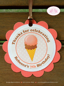 Retro Ice Cream Party Favor Tags Birthday Girl Pink Orange Brown Sweet Popsicle Retro Summer Swimming Boogie Bear Invitations Rebecca Theme