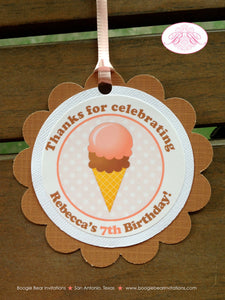 Retro Ice Cream Party Favor Tags Birthday Girl Pink Orange Brown Sweet Popsicle Retro Summer Swimming Boogie Bear Invitations Rebecca Theme