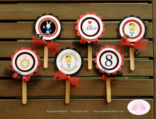 Load image into Gallery viewer, Alice In Wonderland Cupcake Toppers Birthday Party Girl Queen of Hearts White Rabbit Hole Mad Hatter Set Boogie Bear Invitations Alice Theme