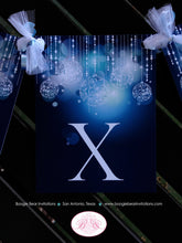 Load image into Gallery viewer, Sweet 16 Birthday Party Banner Winter Blue Glowing Teen Girl Happy Sixteen Silver 1st 21st 30th 40th Boogie Bear Invitations Krista Theme