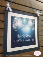 Load image into Gallery viewer, Blue Glowing Ornaments Door Banner Birthday Party Sweet 16 Happy Winter Christmas Holiday Formal Dinner Boogie Bear Invitations Krista Theme