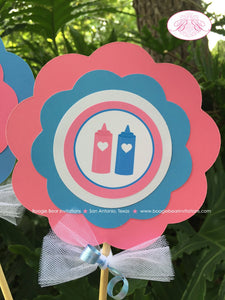 BBQ Reveal Baby Q Shower Centerpiece Set Pink Blue Grill Q Summer Dinner Boy Girl Barbecue Party Twins Boogie Bear Invitations Shannon Theme