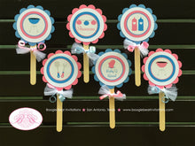 Load image into Gallery viewer, BBQ Reveal Baby Shower Cupcake Toppers Pink Blue Grill Q Summer Dinner Boy Girl Barbecue Party Twins Boogie Bear Invitations Shannon Theme