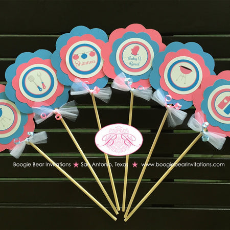 BBQ Reveal Baby Q Shower Centerpiece Set Pink Blue Grill Q Summer Dinner Boy Girl Barbecue Party Twins Boogie Bear Invitations Shannon Theme
