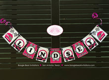 Load image into Gallery viewer, Pink Motorcycle Party Name Banner Birthday Driver Racing Black Girl Enduro Motocross Racing Race Track Boogie Bear Invitations Lindsey Theme