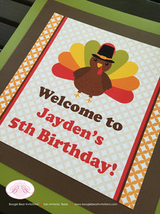 Little Turkey Birthday Party Door Banner Fall Girl Boy Orange Thanksgiving Bird Country Rustic Gobble Boogie Bear Invitations Jayden Theme