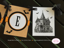 Load image into Gallery viewer, Haunted House Beware Halloween Banner Party Happy Orange Full Moon Scary Black Bat Adult Teen Boo Dead Boogie Bear Invitations Straub Theme