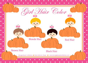 Pink Pumpkin Birthday Party Invitation Girl Orange Dot Ribbon 1st 2nd 3rd Boogie Bear Invitations Chloe Theme Paperless Printable Printed