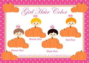 Pink Pumpkin Party Door Banner Birthday Fall Polka Dot Bow Girl Orange Harvest Picking Farm Barn Country Boogie Bear Invitations Chloe Theme