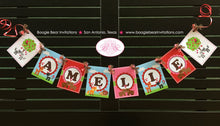 Load image into Gallery viewer, Valentine&#39;s Day Party Name Banner Birthday Woodland Animals Forest Creatures Picnic Heart Love Red Pink Boogie Bear Invitations Amelie Theme