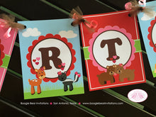 Load image into Gallery viewer, Valentine&#39;s Day Happy Birthday Banner Party Woodland Animals Forest Creatures Bear Skunk Fox Bird Tree Boogie Bear Invitations Amelie Theme
