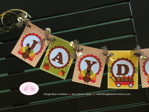 Little Turkey Birthday Banner Party Small Girl Boy Fall Thanksgiving Pumpkin Wagon 1st 2nd 3rd 4th 5th Boogie Bear Invitations Jayden Theme