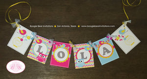 Yellow Pink Blue Owl Baby Shower Banner Name Little Boy Girl Bird Party Forest Grey Woodland Boogie Bear Invitations Lola Theme Printed