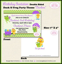 Load image into Gallery viewer, Frog Duck Spring Birthday Party Invitation Garden Girl Purple Grow Flower Boogie Bear Invitations Charlene Theme Paperless Printable Printed