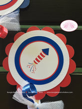 Load image into Gallery viewer, 4th of July Birthday Party Cupcake Toppers Boy Girl Fireworks Patriotic Flag Independence Day Boogie Bear Invitations Devon Theme Printed