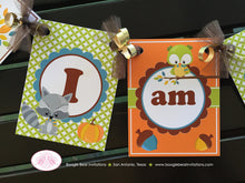 Load image into Gallery viewer, Fall Woodland Animals Highchair I am 1 Banner Birthday Party Squirrel Fox Autumn Pumpkin Boy Girl 1st Boogie Bear Invitations Asher Theme