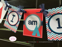 Load image into Gallery viewer, Teepee Arrow I am 1 Highchair Banner Birthday Party Chevron Red Navy Blue Aqua Turquoise Boy Girl 1st Boogie Bear Invitations Ryder Theme