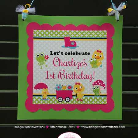 Frog Duck Birthday Party Door Banner Pink Happy Welcome Spring Girl April Showers Bring May Flowers Boogie Bear Invitations Charlize Theme