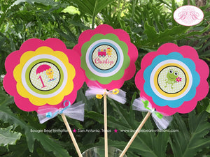 Frog Duck Birthday Party Centerpiece Set Pink Girl Spring Flower Chick Gardening Green Wagon Umbrella Boogie Bear Invitations Charlize Theme