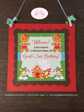 Load image into Gallery viewer, Gingerbread Girl Party Door Banner Birthday Winter Lollipop Snowflake Candy Snow Christmas Sweet Cookie Boogie Bear Invitations Gretel Theme